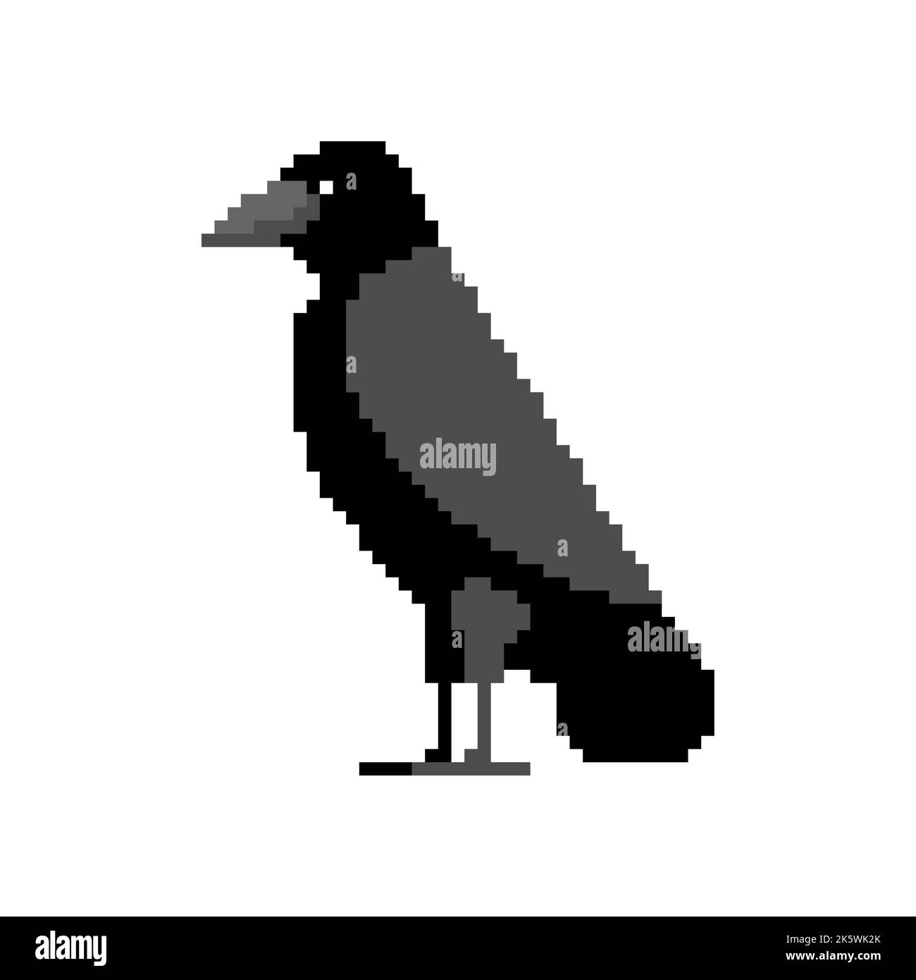 Pixel art Black Raven isolated. pixelated Black crow symbol of death 8