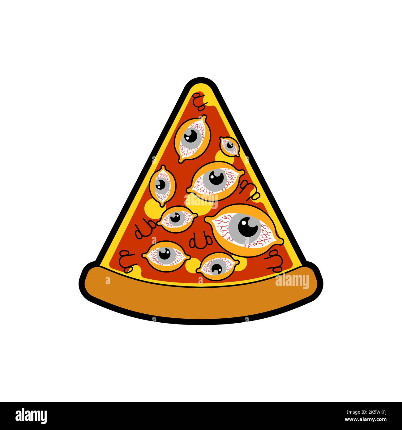 Pizza with eyes slice isolated. Vector illustration Stock Vector Image