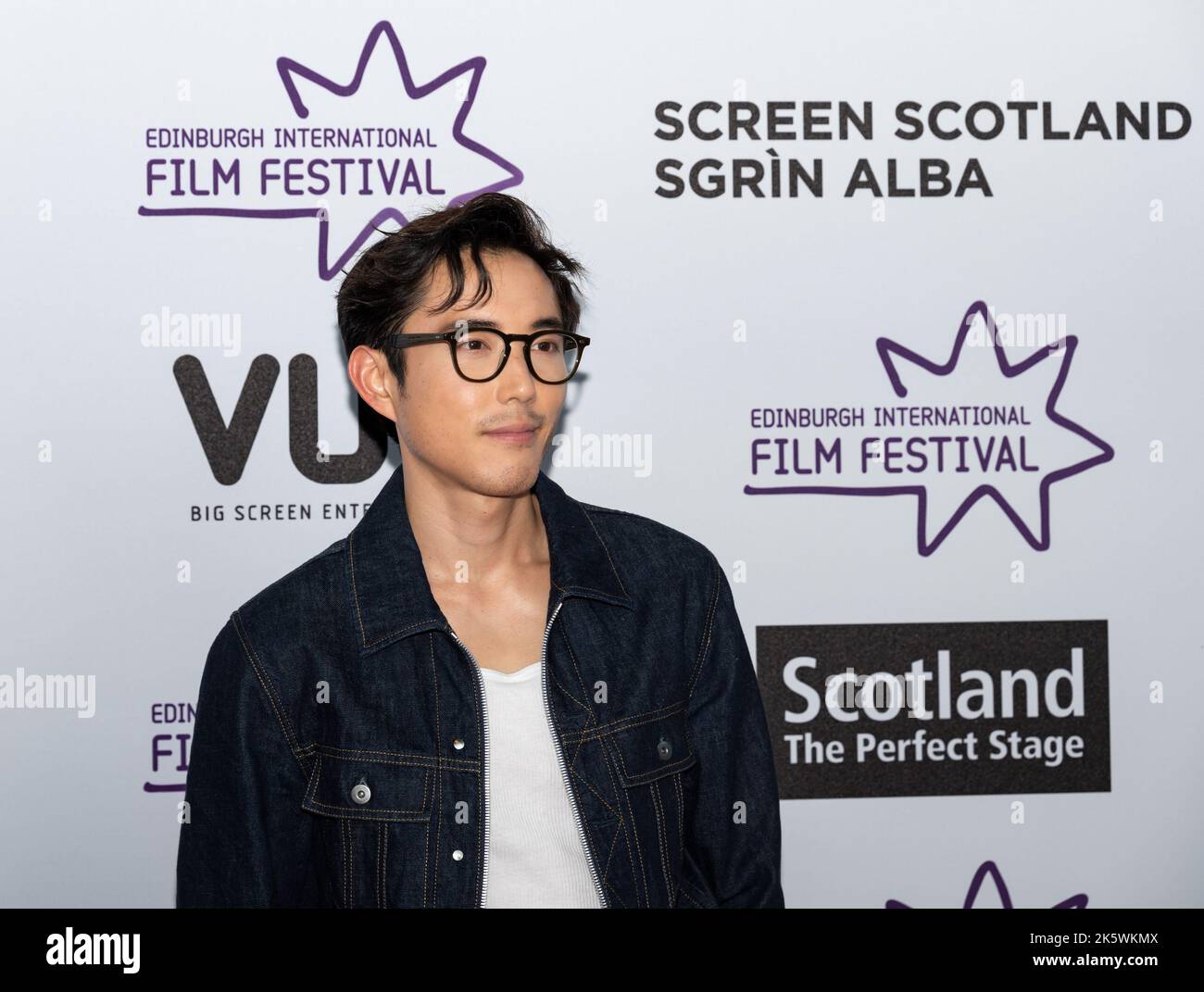 Actor Justin H Min at European premiere of After Yang, Edinburgh International Film Festival 2022 red carpet event Stock Photo