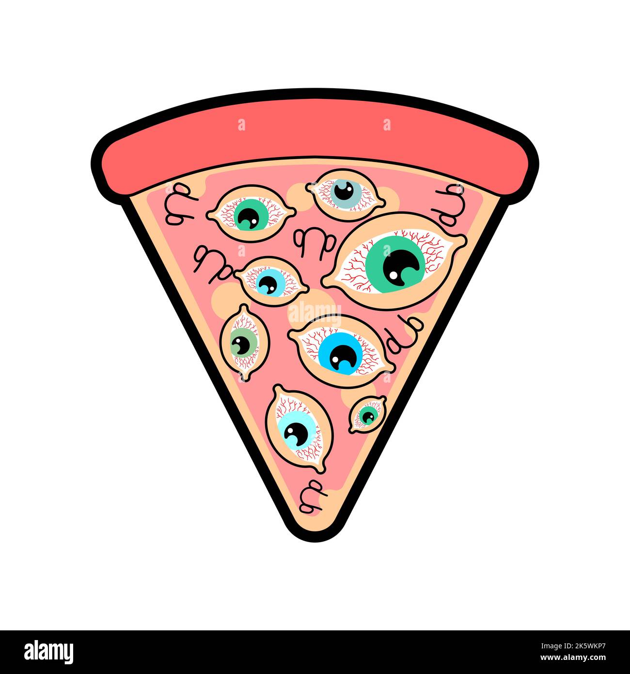 Pizza with eyes slice isolated. Vector illustration Stock Vector Image