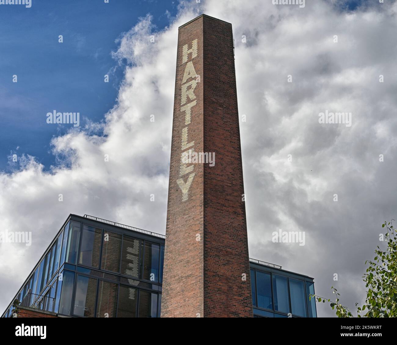 A vertical shot of the chimney from the former Hartleys Jam factory