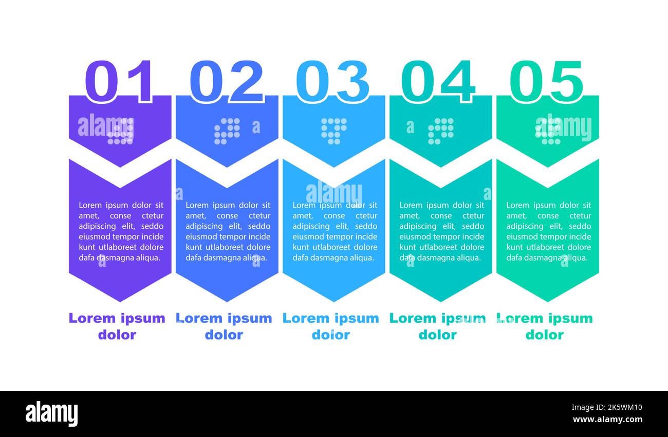 Blue green hanging ribbons infographic chart design template Stock