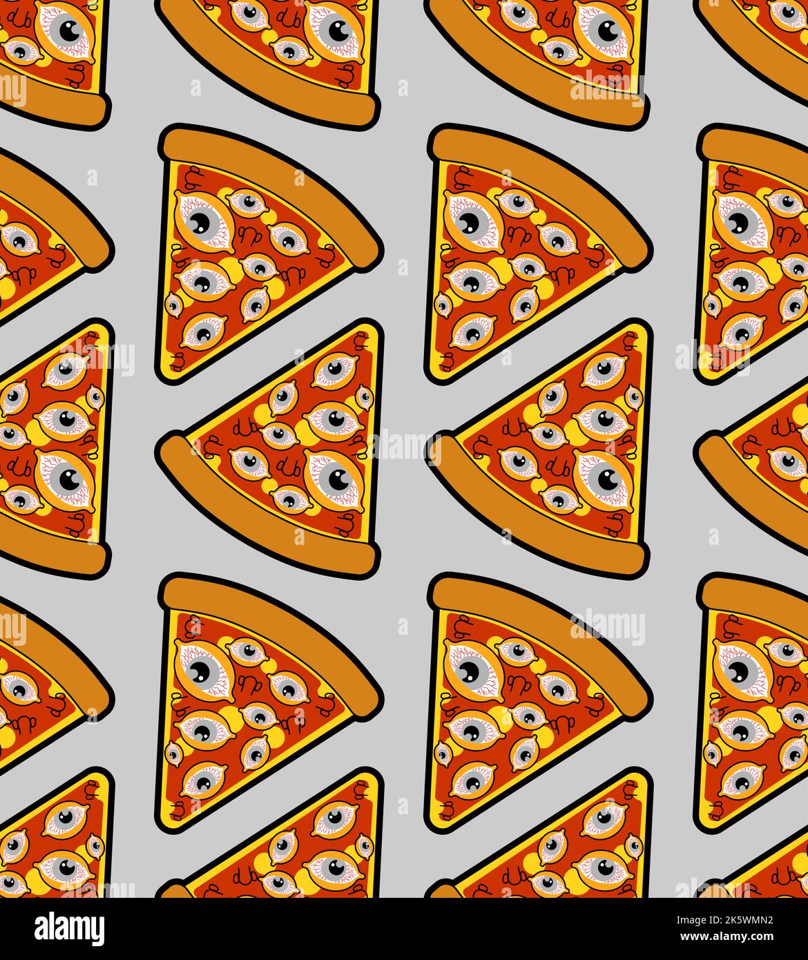 Pizza with eyes Pattern seamless. Vector Background Stock Vector