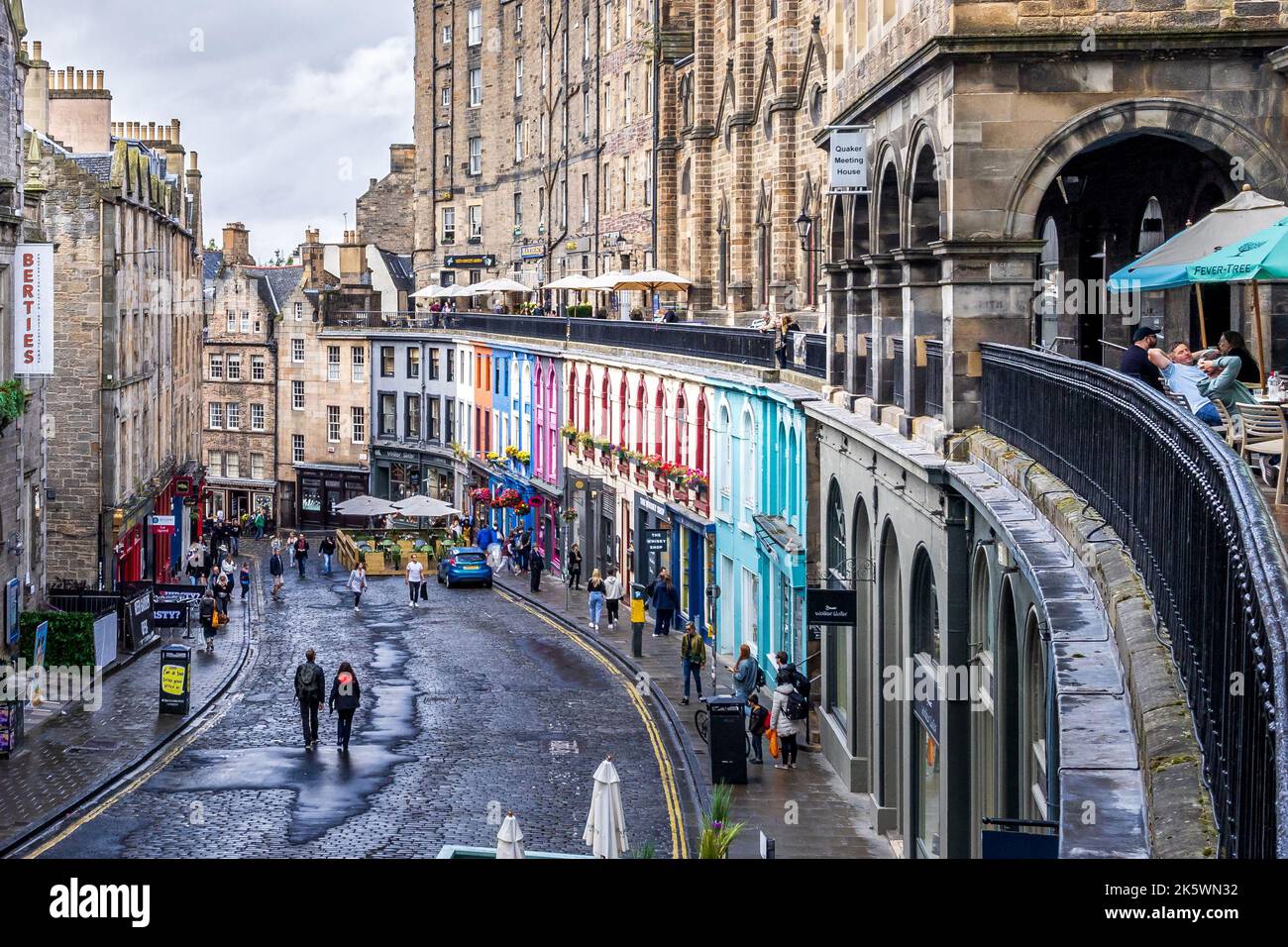 Victoria Street with people on the street, Edinburgh, Scotland Stock Photo