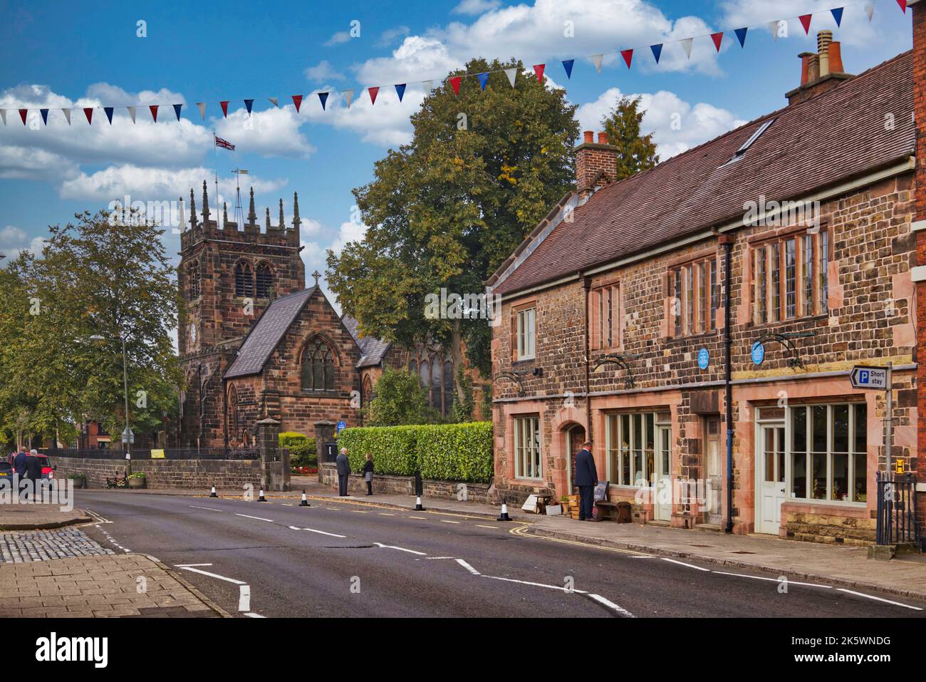 St Edward's Church and antique shop in Church Street, Leek town centre
