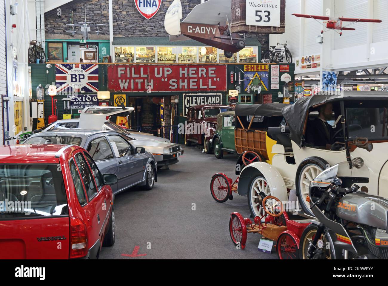 Cars and memorabilia on display in Lakeland Motor Museum Stock Photo
