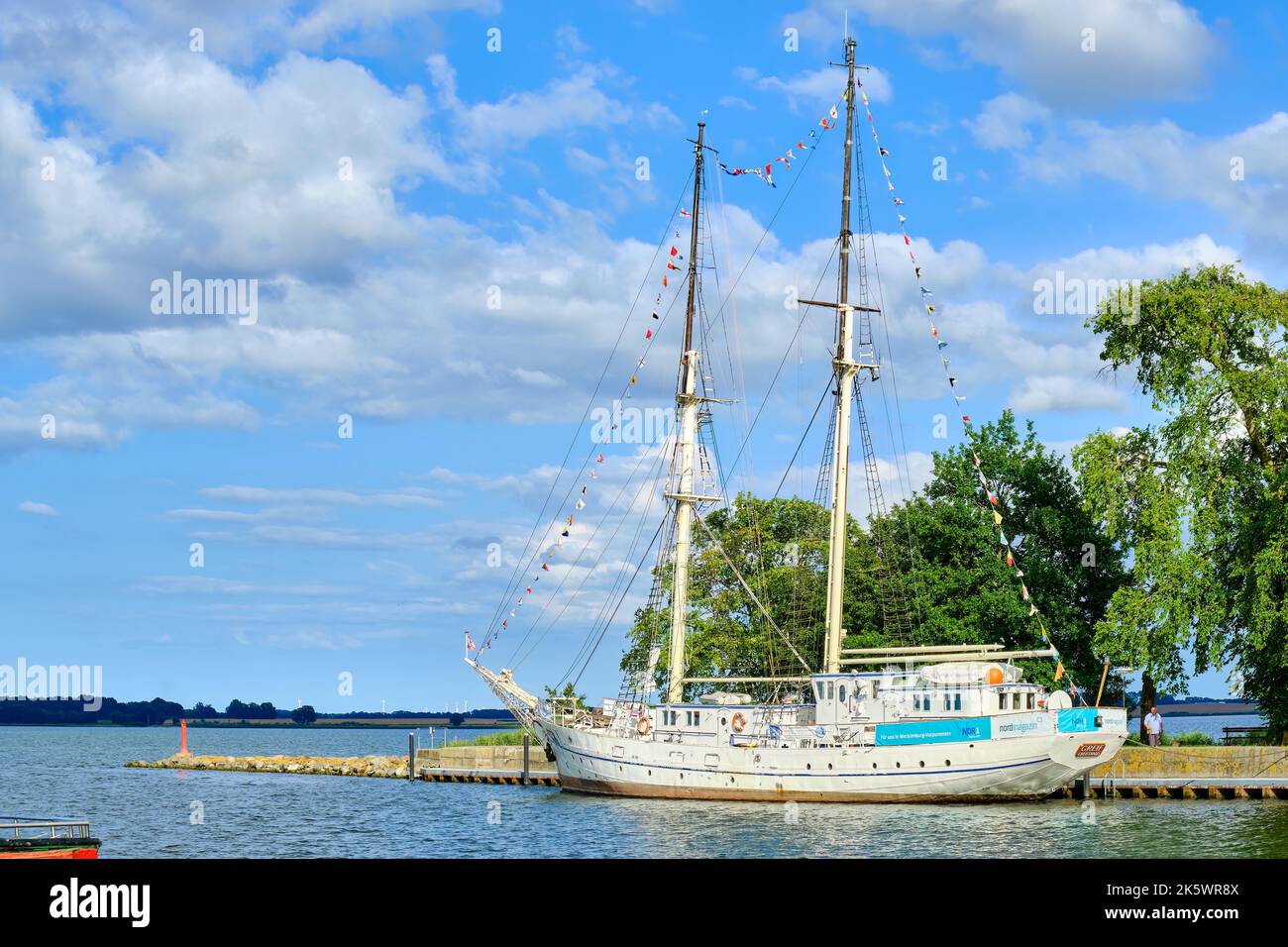The sail training vessel GREIF ex WILHELM PIECK at its berth in the town harbour of Greifswald Wieck, Mecklenburg-Western Pomerania, Germany. Stock Photo