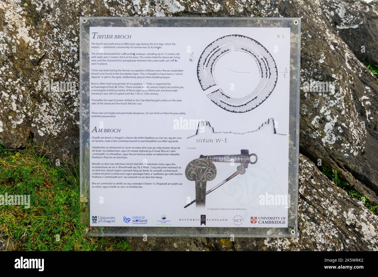 Information Board at Tirefour Castle on The isle of Lismore, Argyll, Scotland Stock Photo