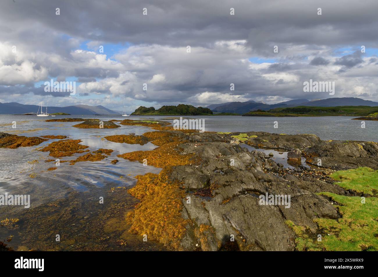 Looking into Loch line from Port Ramsay on The isle of Lismore, Scotland Stock Photo