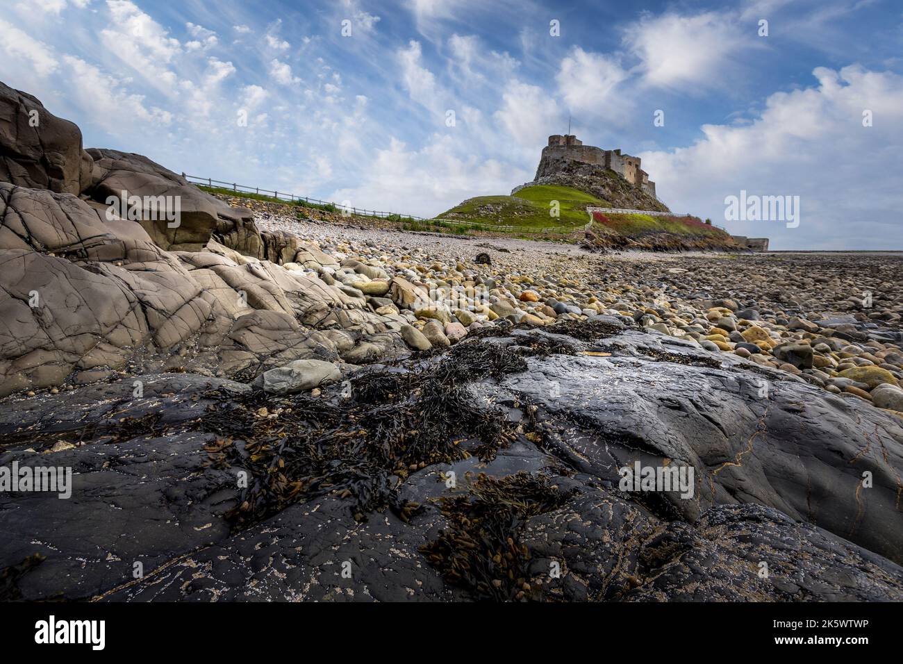 Lindisfarne castle on holy island in Northumberland UK Stock Photo