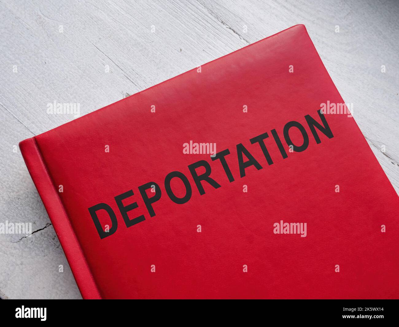 Rules about deportation and immigration law on the wooden surface. Stock Photo