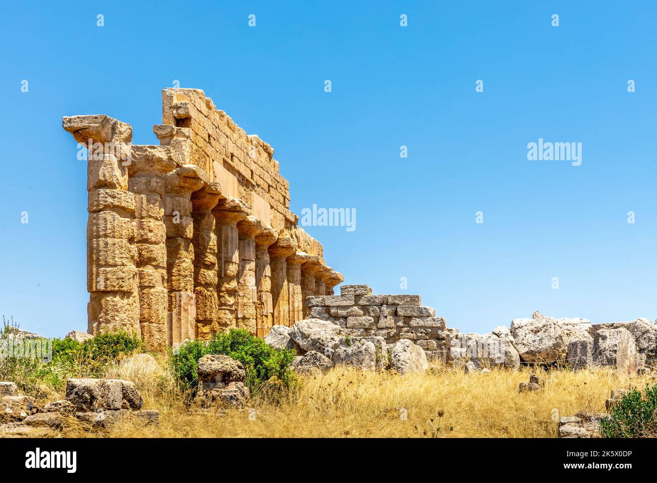 Castelvetrano, Sicily, Italy - July 11, 2020: Ruins in Selinunte, archaeological site and ancient Greek city in Sicily, Italy Stock Photo