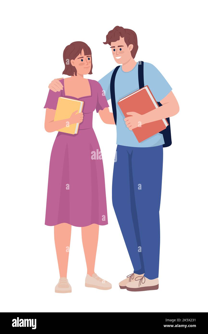 High school couple semi flat color vector characters Stock Vector Image ...