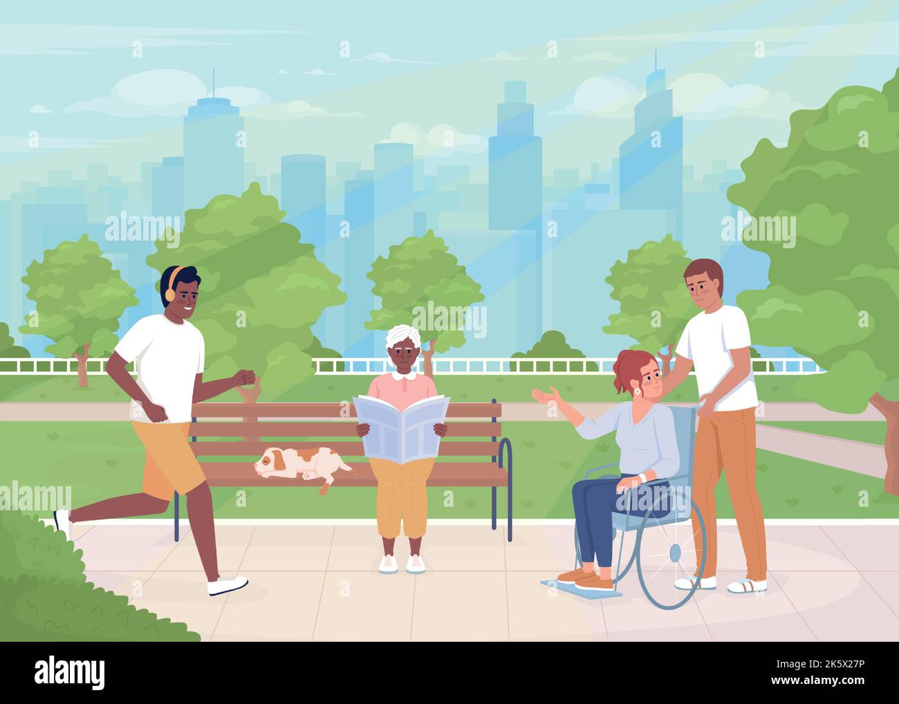 Walk in park flat color vector illustration Stock Vector Image & Art ...