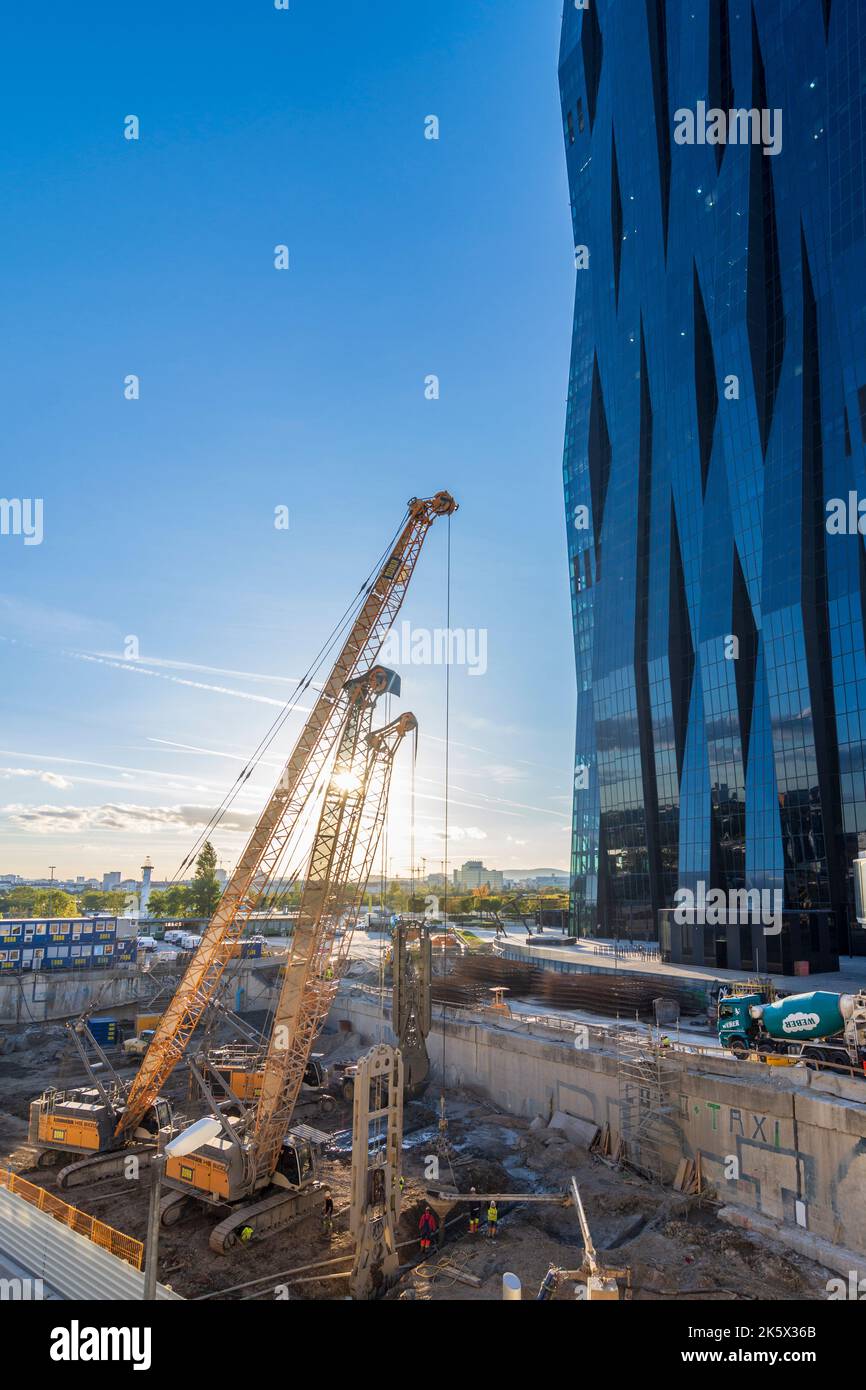 Wien, Vienna excavation pit, backfilling of a diaphragm wall with