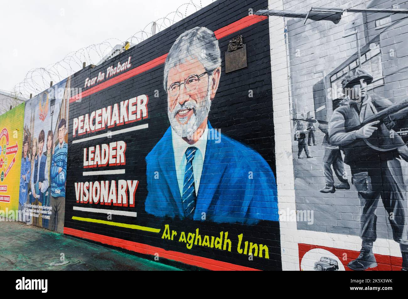 Belfast, Northern Ireland. 4 May 2014 - Mural in honour of Gerry Adams Credit:  Stephen Barnes/Alamy Live News Stock Photo