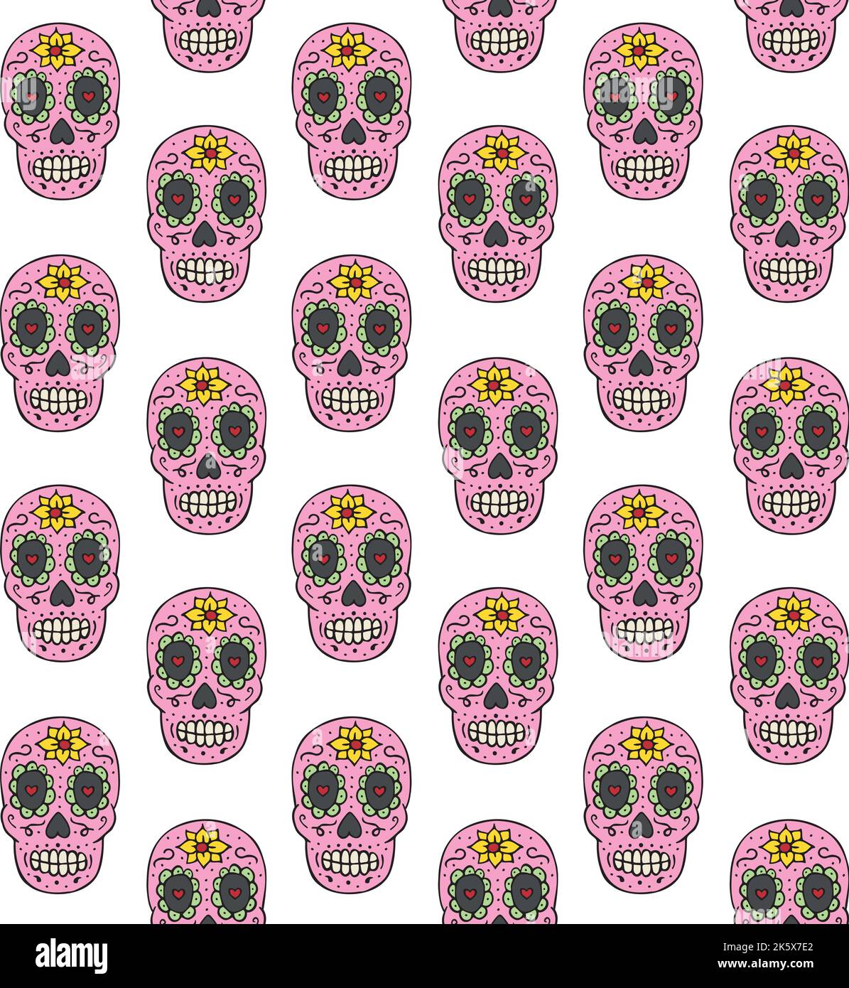 Vector seamless pattern of hand drawn doodle sketch colored Mexican ...