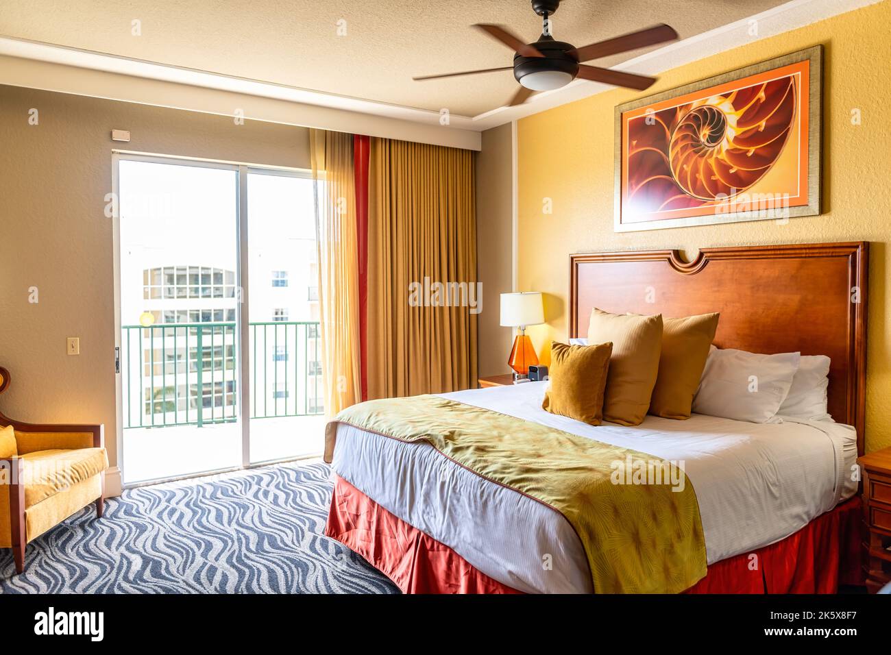 Room interior in the Wyndham Palm-Air Resort in Pompano Beach, Florida, USA Stock Photo