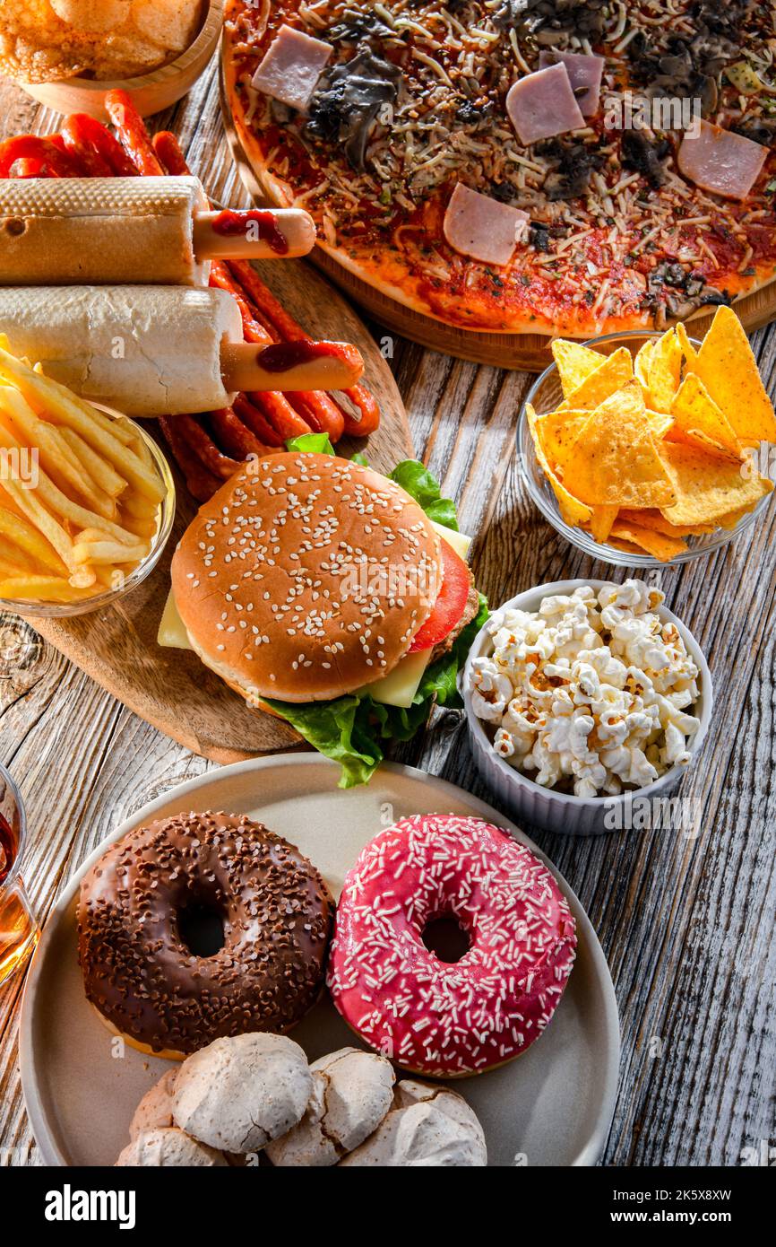 Foods enhancing the risk of cancer. Junk food Stock Photo Alamy