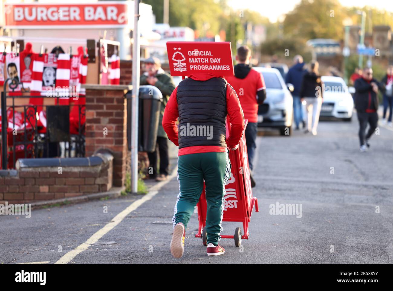 Programme Seller Nottingham, England, 10th October 2022. A programme seller arrives for ...