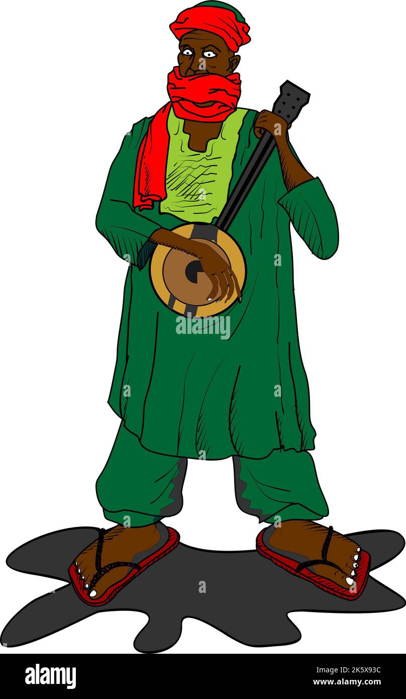 An Hausa man holding a banjo Stock Photo Alamy