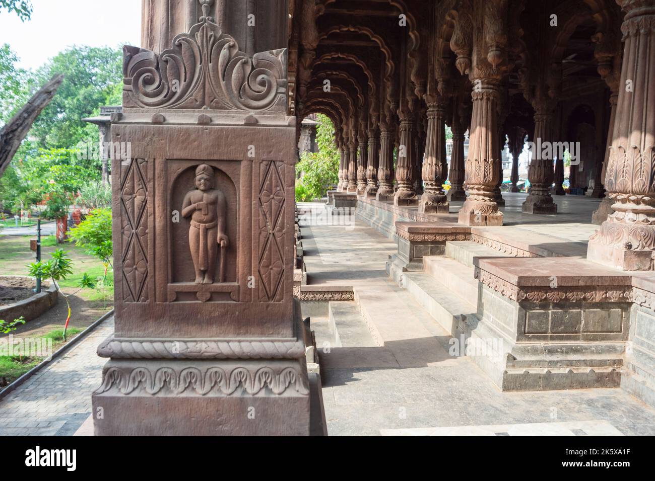 Pillars & Arches of Krishnapura Chhatri, Indore, Madhya Pradesh. Indian Architecture. Ancient Architecture of Indian temple. Stock Photo