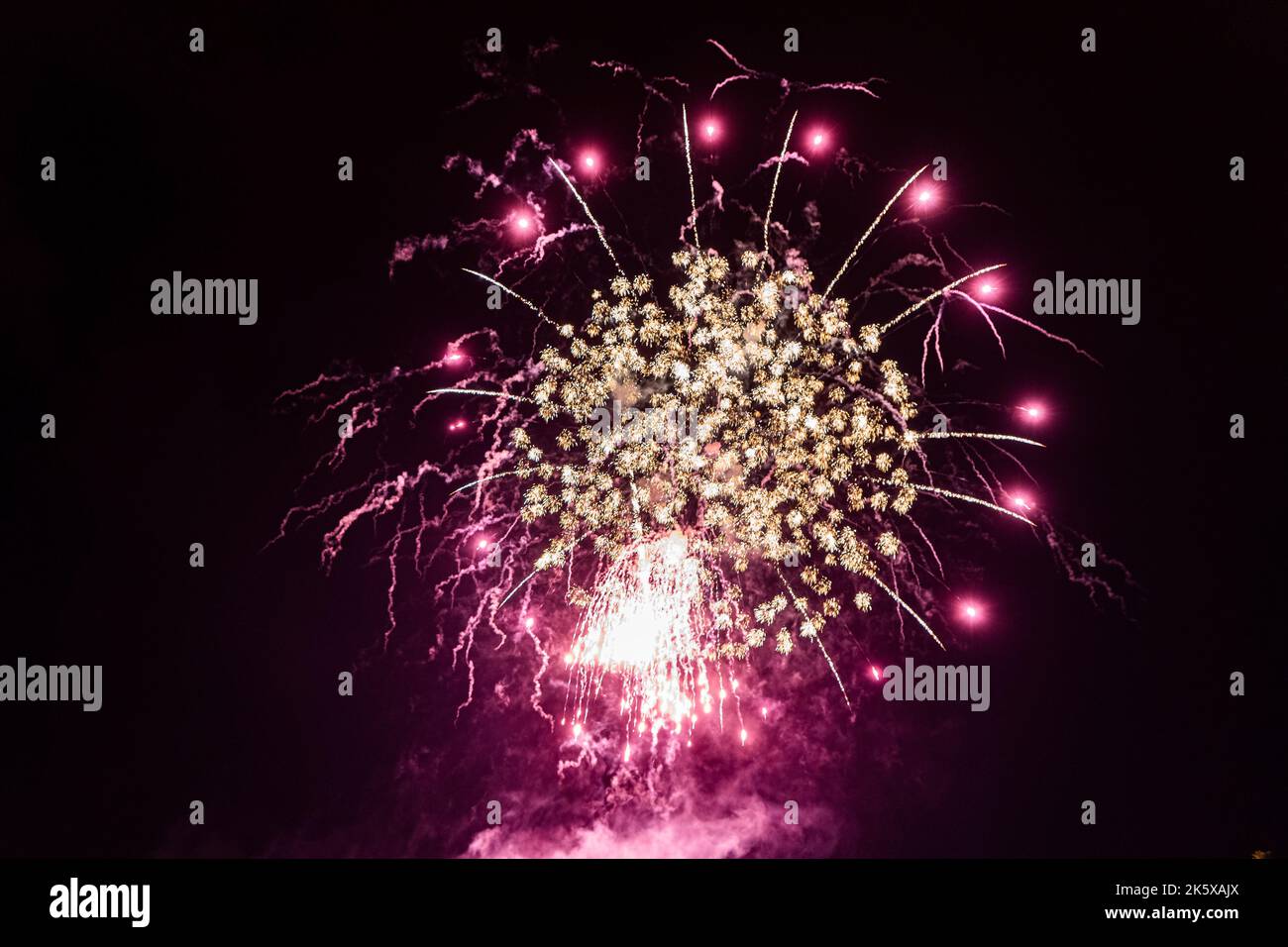 The beautiful exploding fireworks in the night sky Stock Photo Alamy