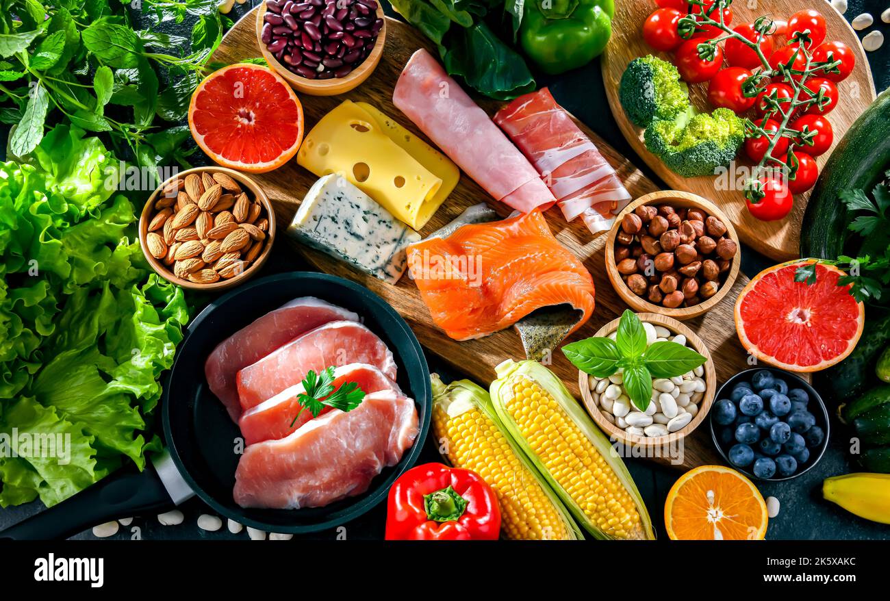 Low-carbohydrate diet products recommended for weight loss Stock Photo
