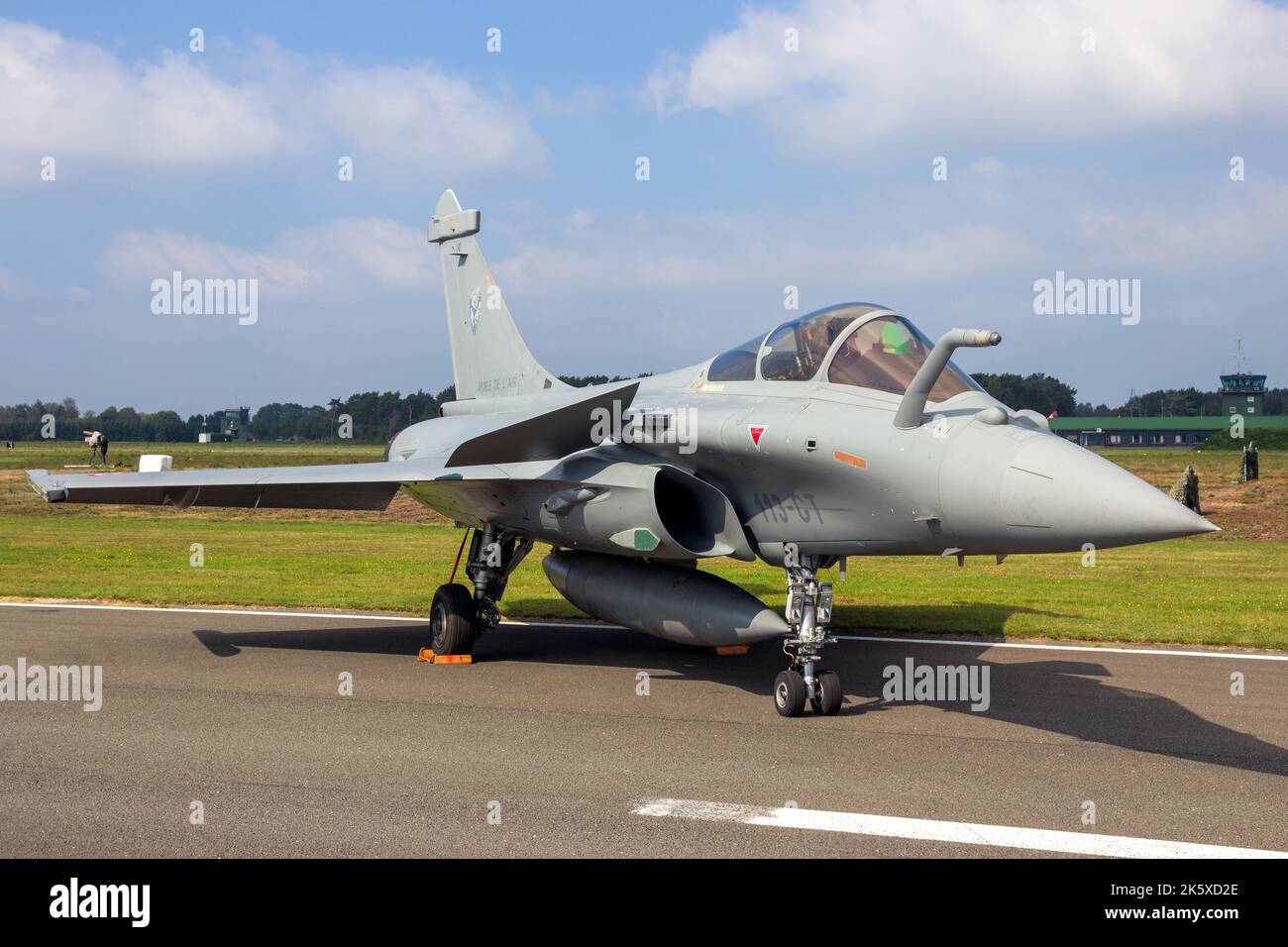 French Air Force Dassault Rafale fighter jet aircraft on the tarmac of Kleine-Brogel airbase, Belgium - September 13, 2014 Stock Photo