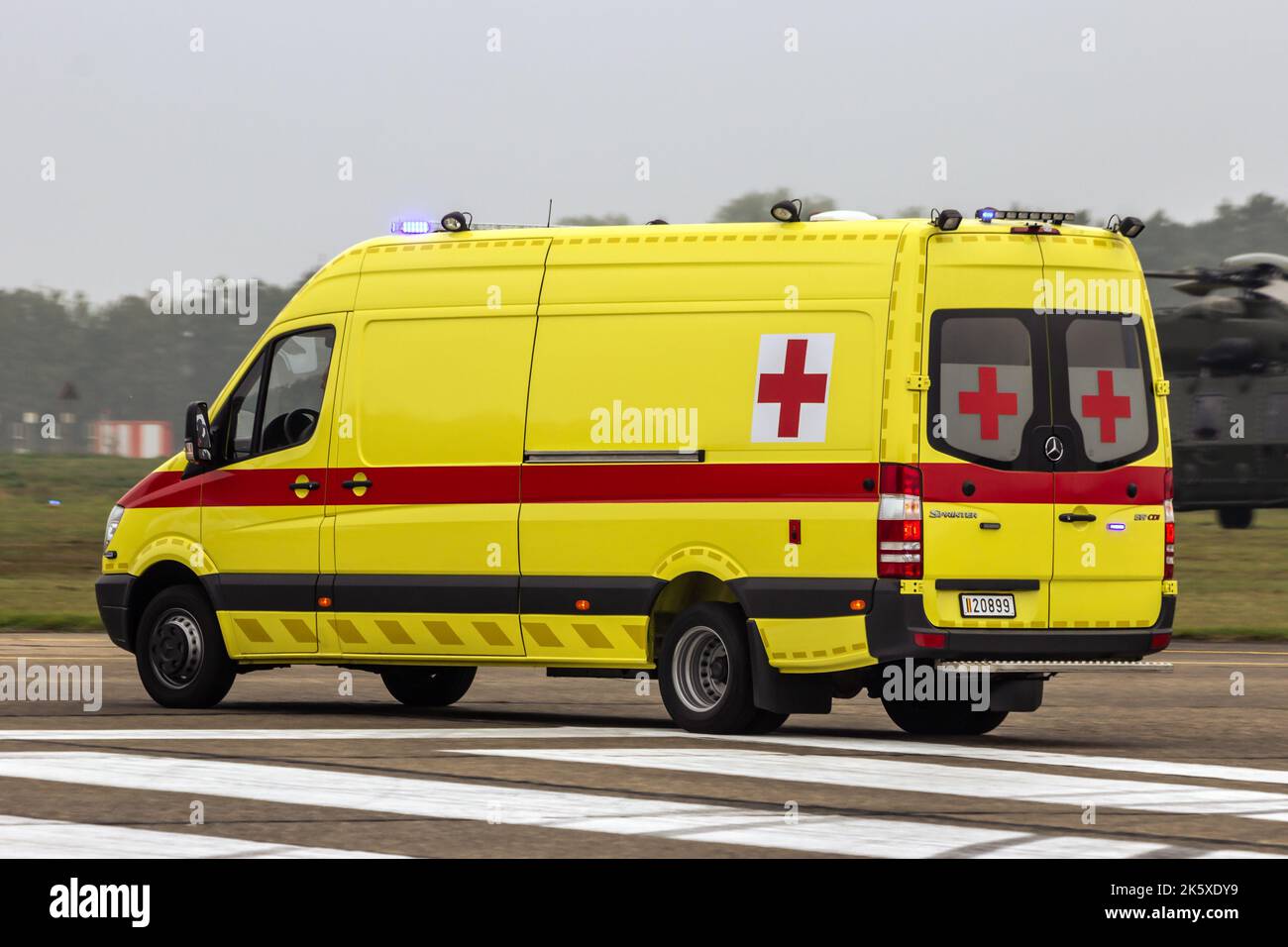 Belgian military ambulance at Kleine-Brogel Air Base. Belgium - September 13, 2014 Stock Photo