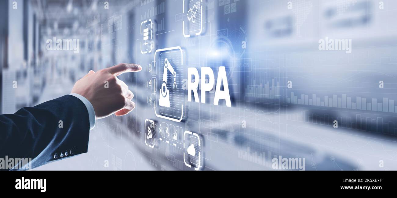 RPA Robotic Process Automation system. Big data and business concept Stock Photo