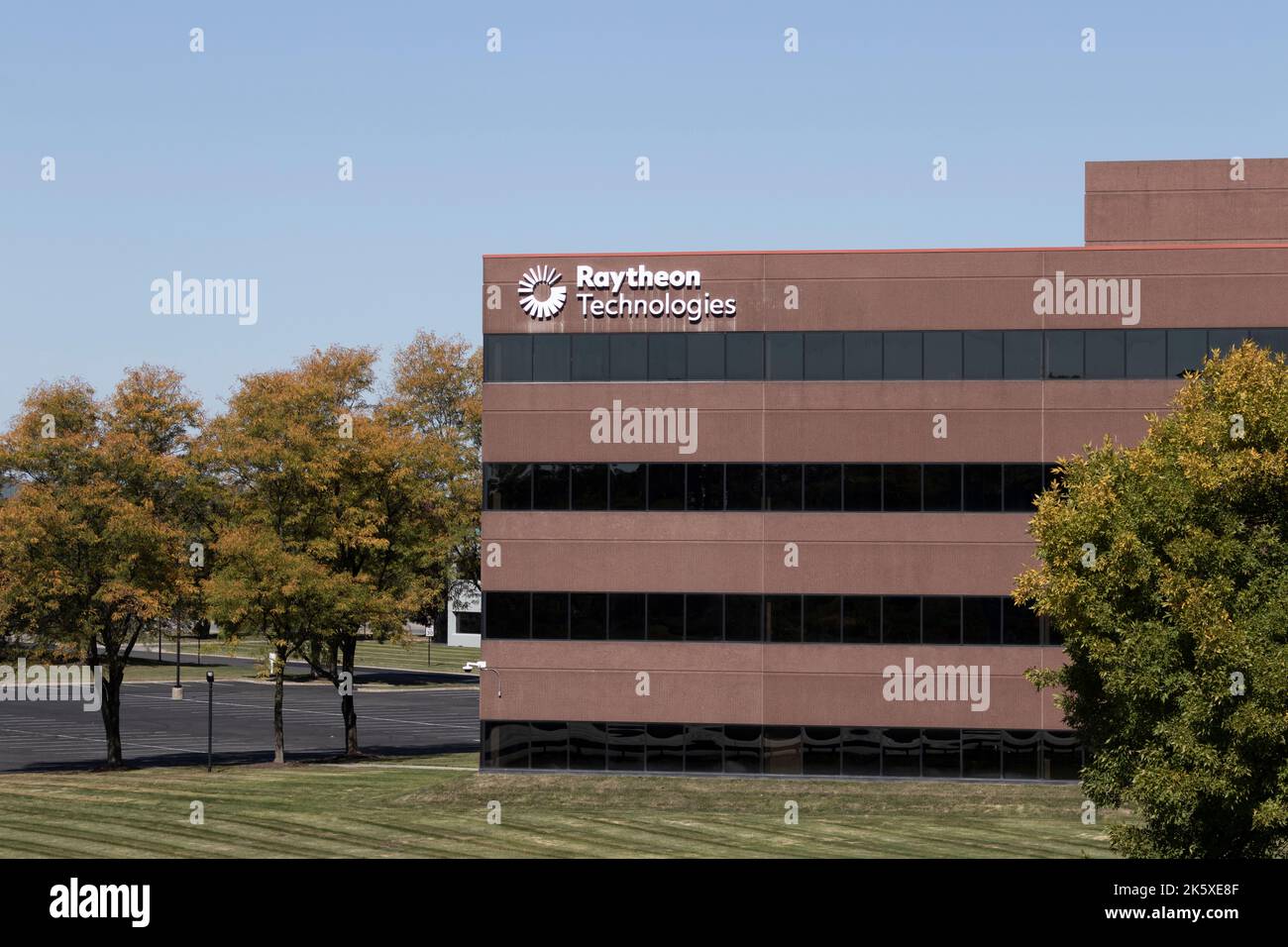 Indianapolis - Circa October 2022: Raytheon Intelligence and Space division. Raytheon Technologies is a developer of advanced sensors, training, and c Stock Photo