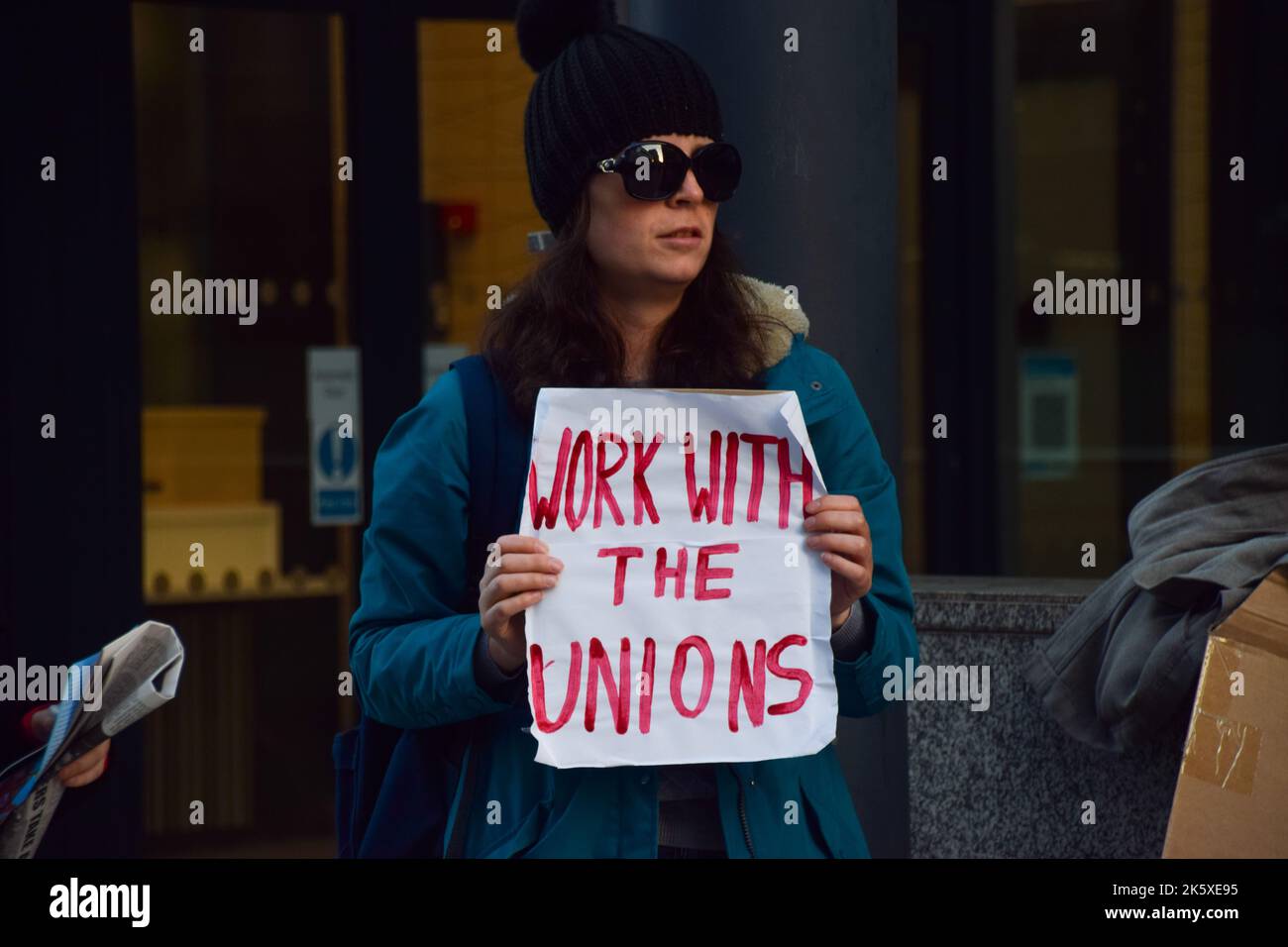 London, UK. 10th October 2022. Various union members and supporters gathered outside the Department for Business, Energy and Industrial Strategy (BEIS) in protest against the Tory Government's proposed anti-trade union laws. Credit: Vuk Valcic/Alamy Live News Stock Photo