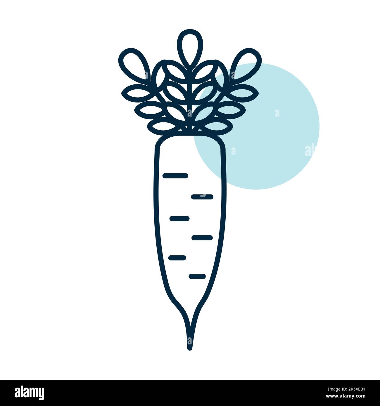 Japanese daikon radish with leaf isolated vector icon. Vegetable sign ...