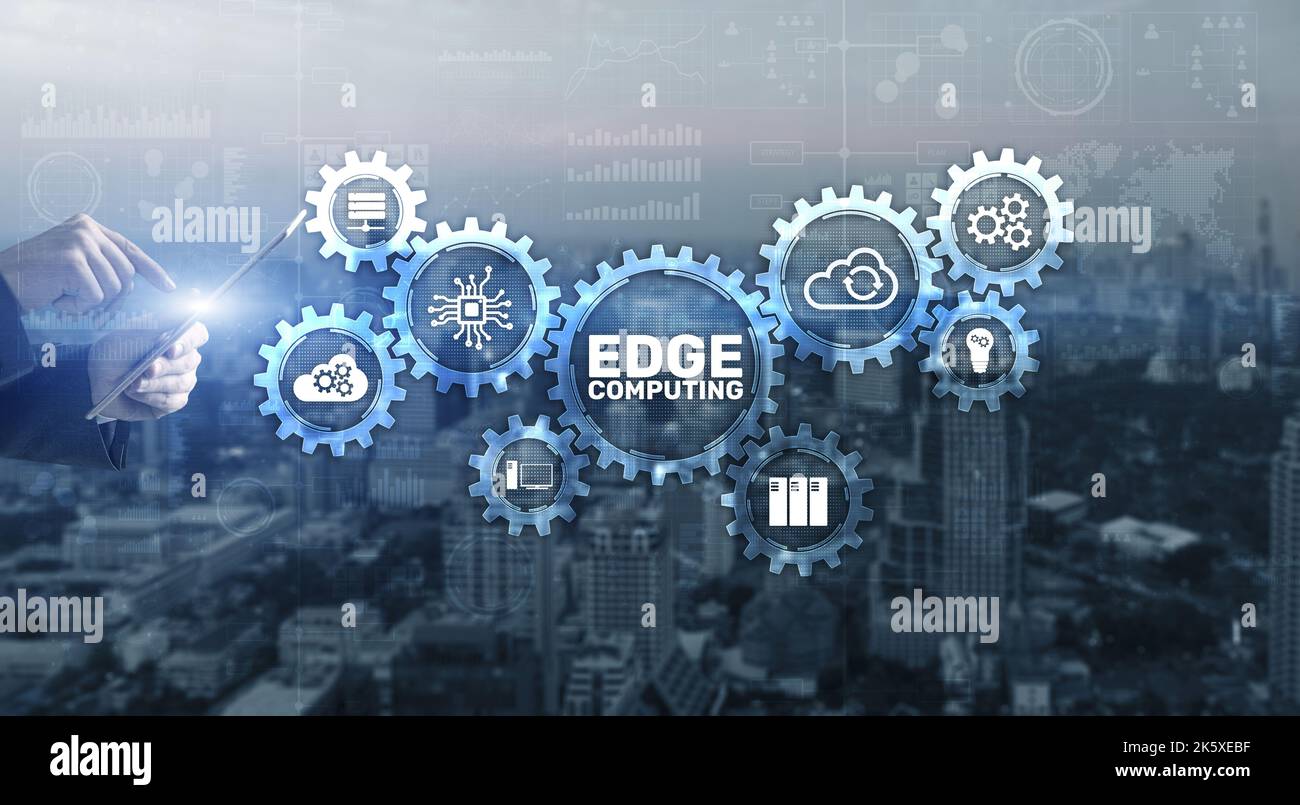 EDGE Computing technology internet concept. Mixed Media Stock Photo