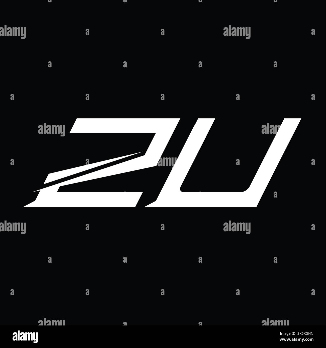 ZU Logo monogram letter with slice style design template Stock Photo ...