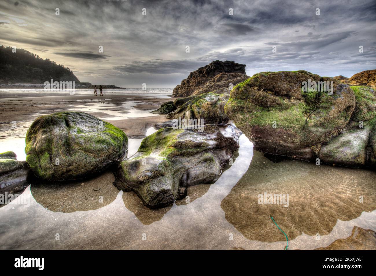 The mossy rocks at the beach in Deba, Spain Stock Photo - Alamy