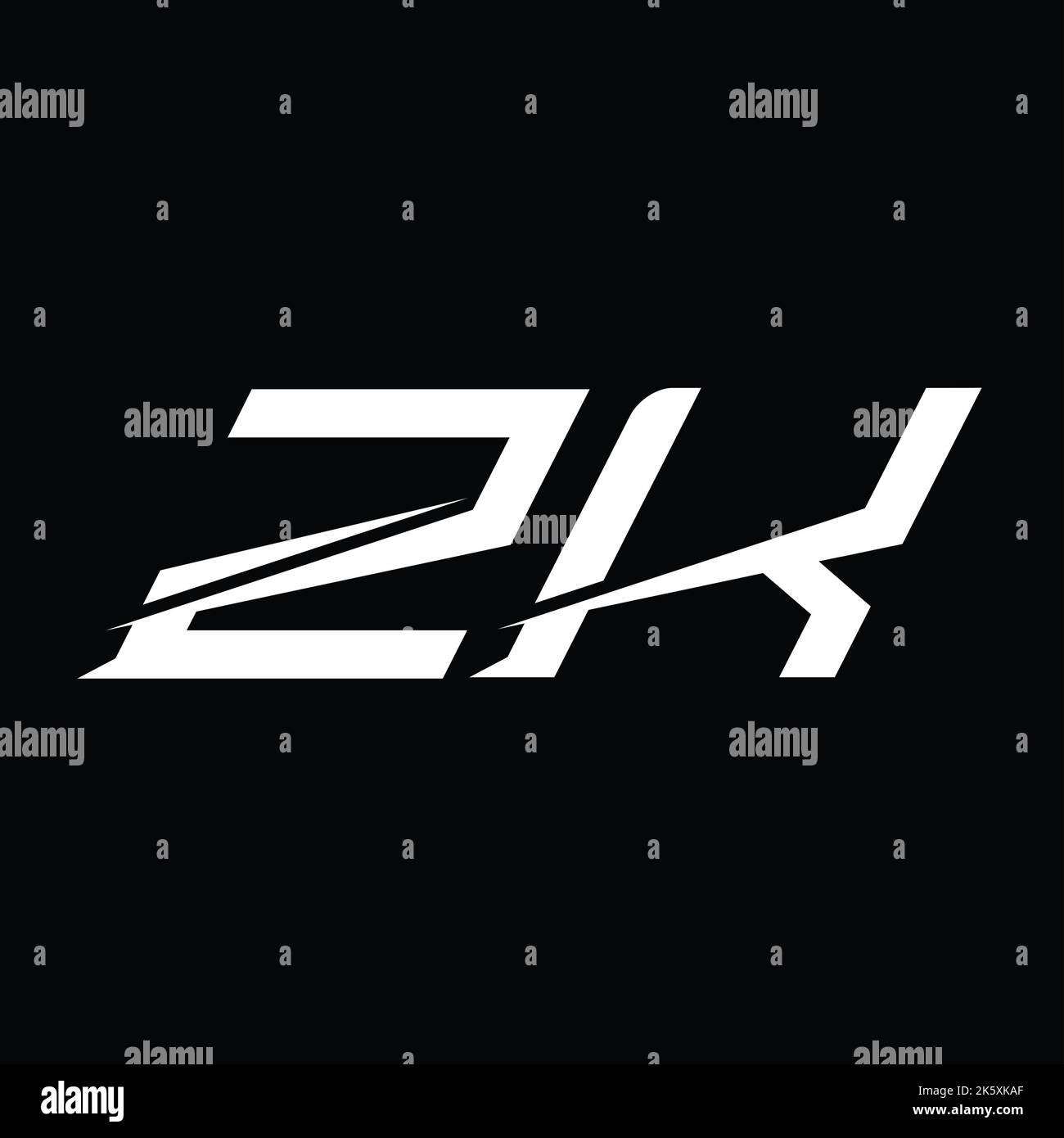 ZK Logo monogram letter with slice style design template Stock Photo ...