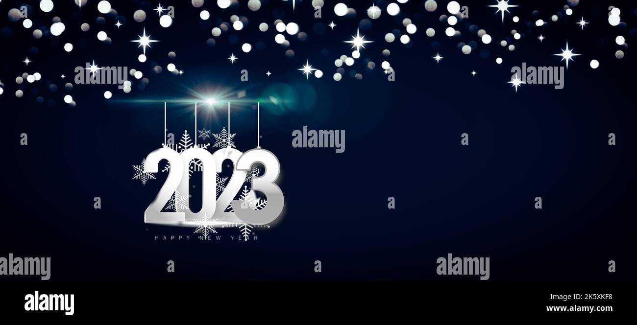 Happy new year 2023 greeting card with fireworks, Bokeh lights and ...