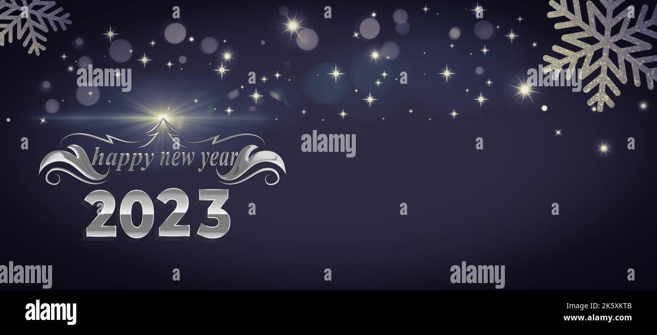 Happy new year 2023 greeting card with fireworks, Bokeh lights and ...