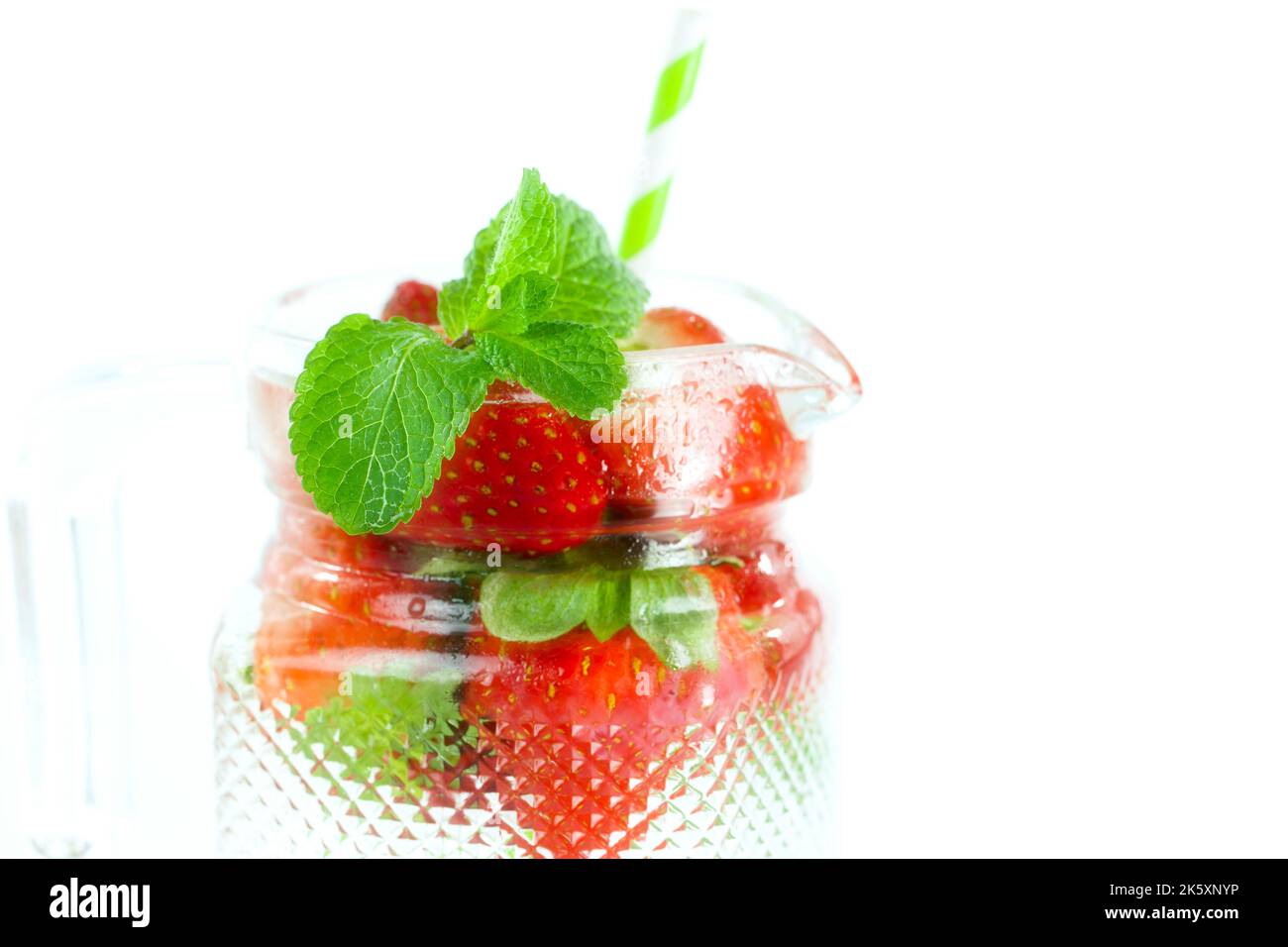 Strawberry flavored water for health conscious living Stock Photo