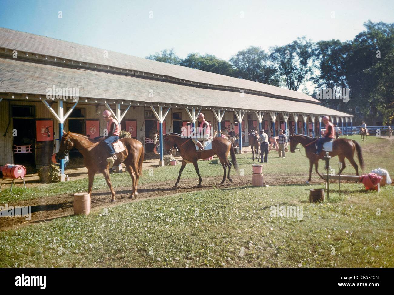 Jockeys on Horses, Saratoga Race Course, Saratoga Springs, New York ...