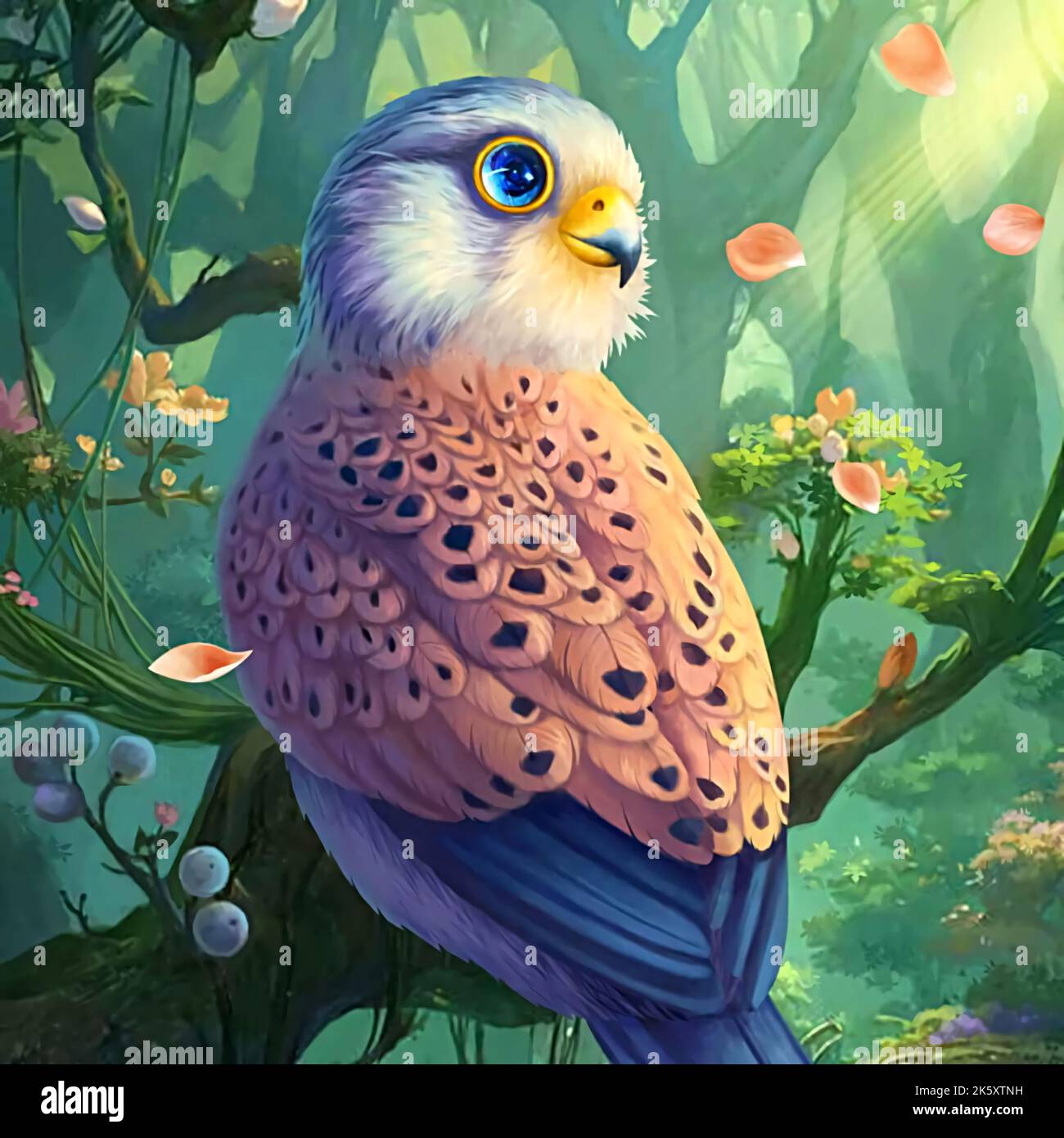 illustration of a very beautiful bird in the forest Stock Photo