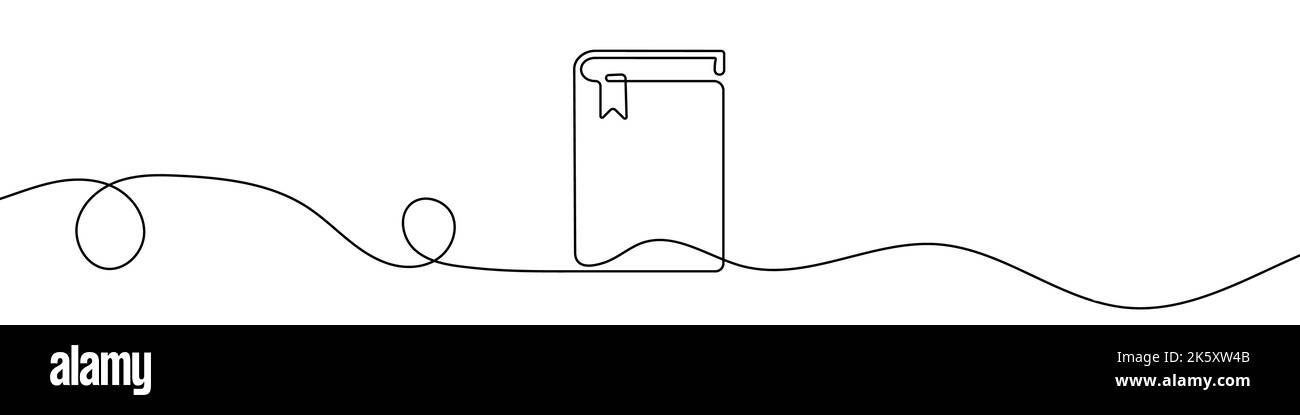 Continuous one line drawing silhouette of book. The book linear icon ...
