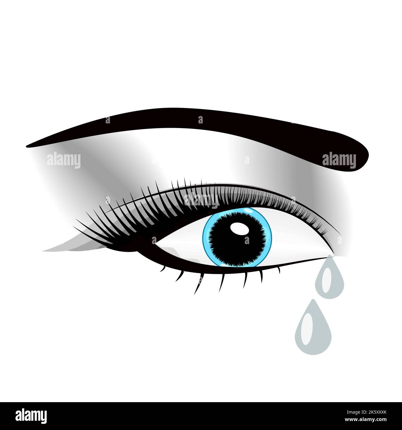 Beautiful watercolor illustration with crying eyes. Black illustration