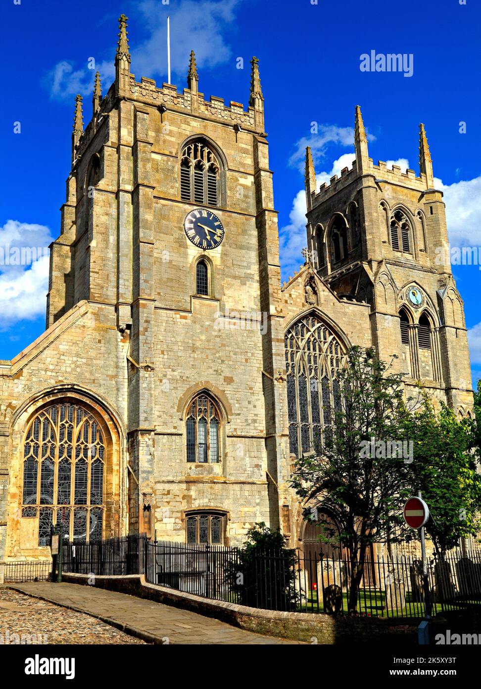 Kings Lynn, Norfolk, St. Margarets Church, west towers, medieval Minster, England, UK Stock Photo