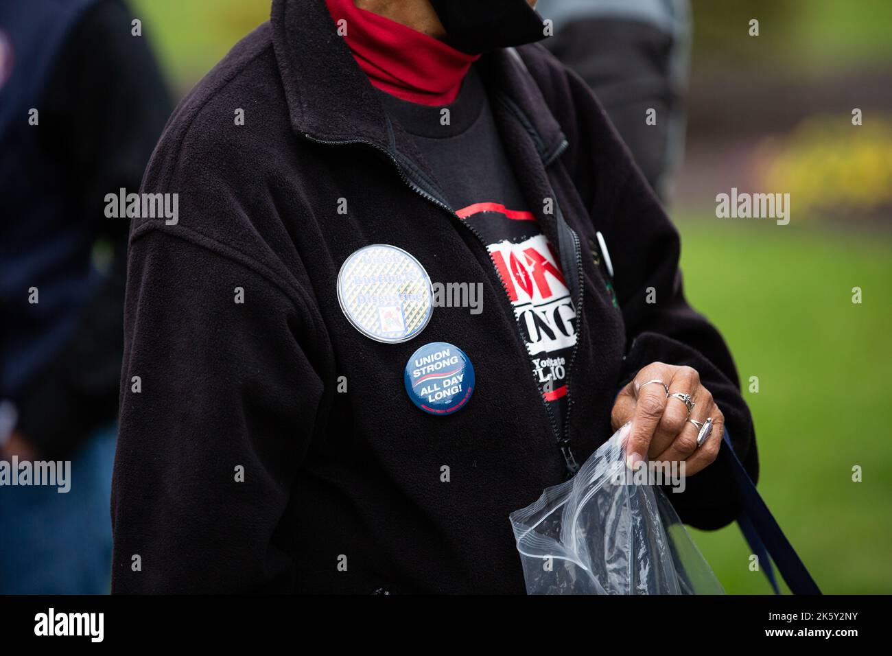 Schodack, New York, USA. 10 October, 2022. Amazon Labor Union members and supporters rally at