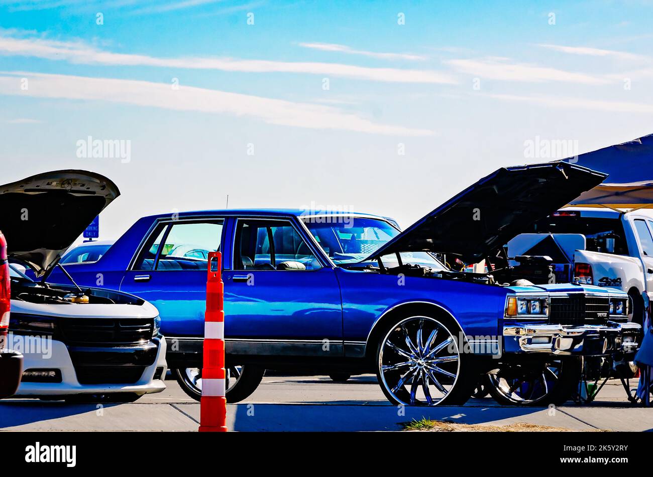 A vintage car is displayed during the 26th annual Cruisin’ the Coast
