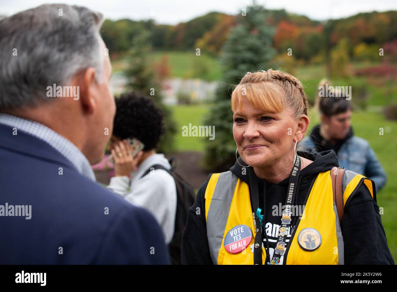Schodack, New York, USA. 10 October, 2022. Amazon Labor Union members