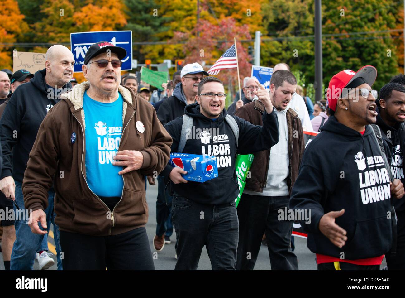 Schodack, New York, USA. 10 October, 2022. Amazon Labor Union members ...